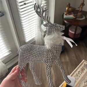 Cupcakes & Cashmere Silver Rhinestone Reindeer Decor